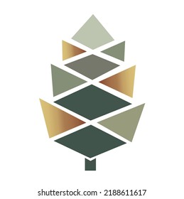 graphic image of a fir cone in the form of a logo. dark strict and golden shades, geometric elements