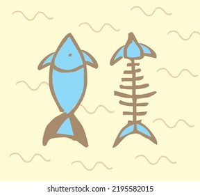 graphic image of a fish and a fish skeleton