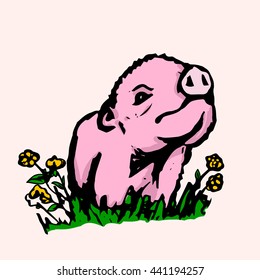 The graphic image of funny pig