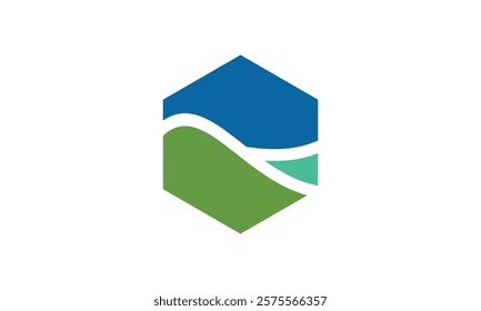 a graphic image with hill and lake theme, white background. vector graphic base.