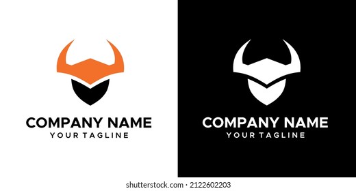 a graphic image of the horned shield themed, on a white and black background. vector graphics base.
