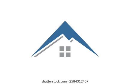 a graphic image with a house in the mountains theme on a white background. vector graphic base.