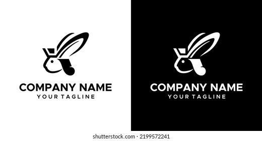 A Graphic Image Of A Jack Rabbit Themed, On A Black And White Background. Vector Graphics Base.