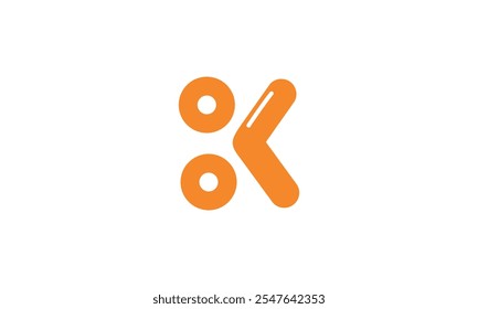 a graphic image with a K scissors theme, on a white background. vector graphic base.