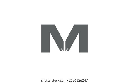 a graphic image with M laser theme, white background. vector graphic base.