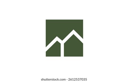 a graphic image with a mountain house theme, on a white background. vector graphic base.