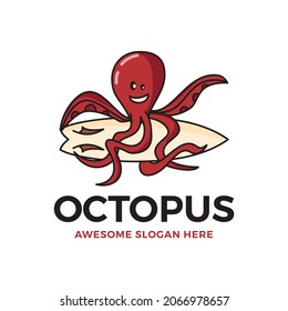 Graphic image of octopus with surfboard