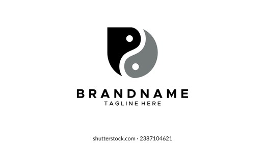 a graphic image with a P yin-yang theme, on a white background. graphic vector base.