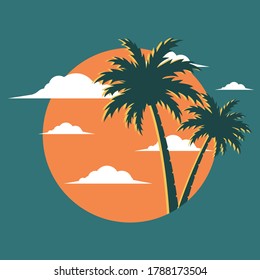 Graphic image with palm tree background