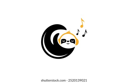 a graphic image with panda and music theme, on white background. vector graphic base.
