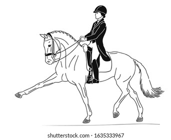 Graphic image of a rider on a horse during the test