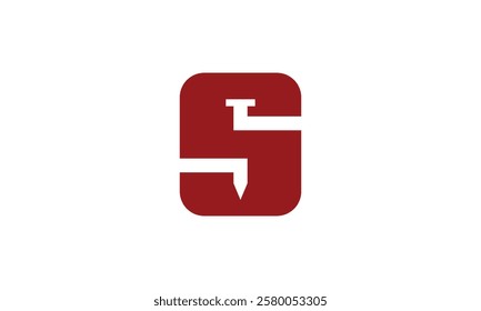 a graphic image with an S iron nail theme, on a white background. vector graphic base.