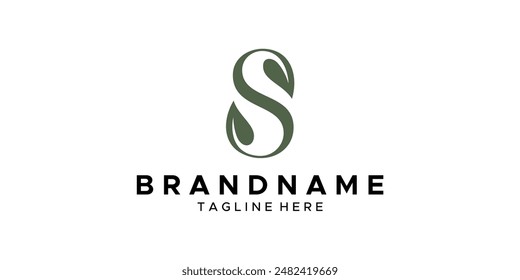 a graphic image with an S leaf theme, on a white background. graphic vector base.
