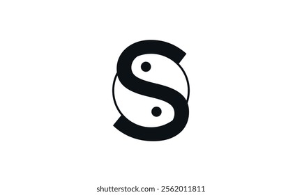 a graphic image with a S yin yang theme, on a white background. vector graphic base.