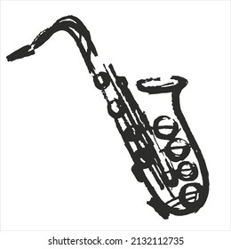 graphic image of a saxophone on a wite background