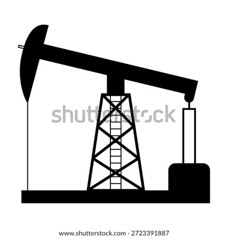 Graphic image showcasing oil pumpjack symbolizing resource extraction within industry sector. oil pump, flat icon