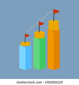 graphic image, success concept, go to the goal, vector illustration