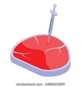 Graphic image of a syringe injecting into a red steak, symbolizing food additives