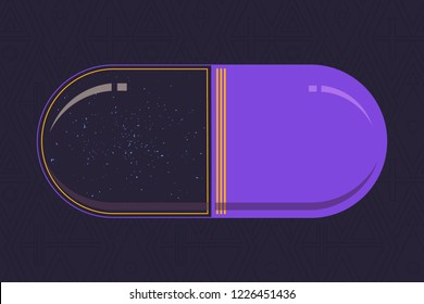 graphic image of the tablet. topic of drugs. pill with space inside