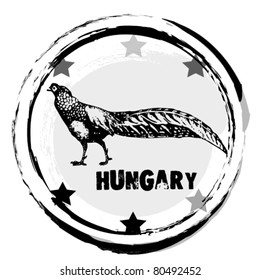 graphic image that simulates a rubber stamp.  different countries. Hungary. vector illustration.