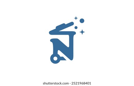 a graphic image with a theme of N trash can, on a white background. vector graphic base.