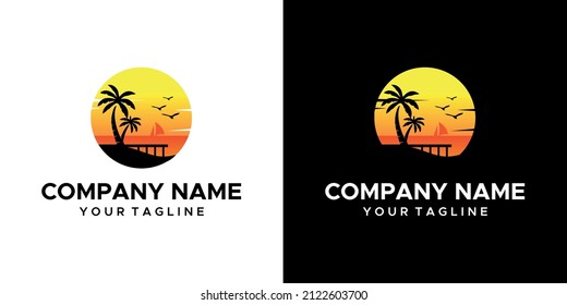 a graphic image of the theme of a sunset view, on a white and black background. vector graphics base.