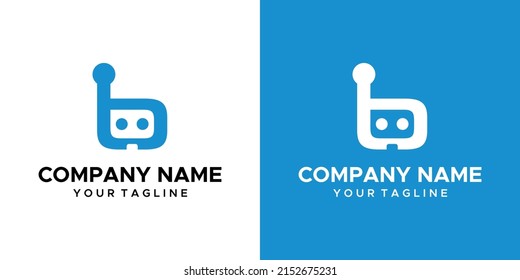 a graphic image themed B robot. blue and white background. vector graphics base.