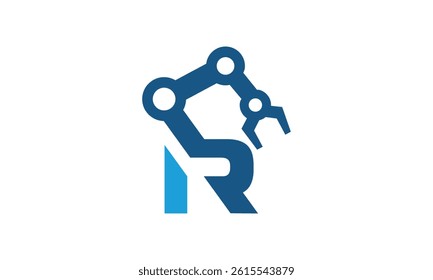 a graphic image themed R robot, white background. vector graphic base.