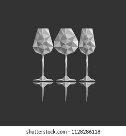A graphic image of three various glasses on a black background