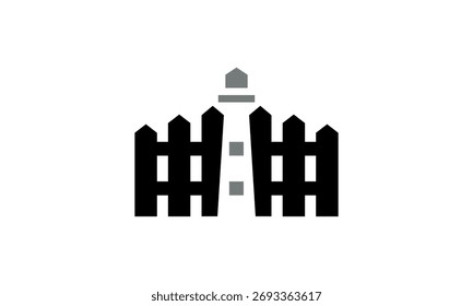 Una Imagen gráfica con un tema de valla de torre, con un fondo blanco. Base gráfica de Vector.