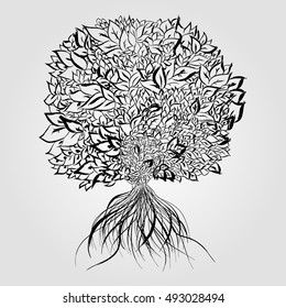 Graphic image of the tree. Vector. Handmade. the theme of nature. It can be used in the package design, brochures, logos, etc.