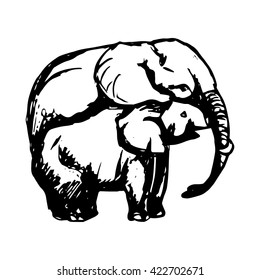 A graphic image of two elephants