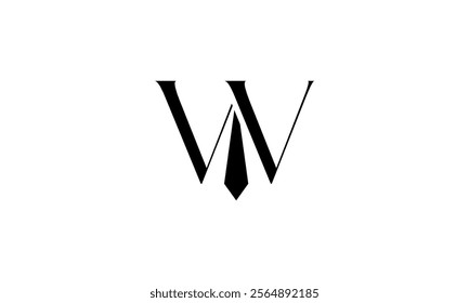 a graphic image with W tie theme, white background. vector graphic base.