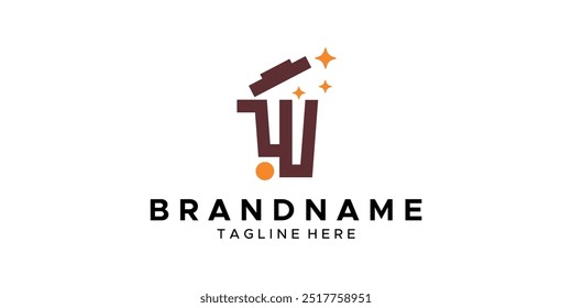 a graphic image with a W trash can theme, on a white background. vector graphic base.