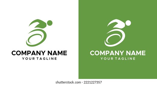 a graphic image of a wheelchair race theme, on a green and white background. vector graphics base.