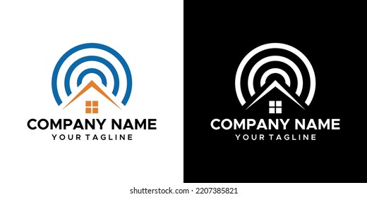 A Graphic Image Of A Wifi Home Themed, On A Black And White Background. Vector Graphics Base.