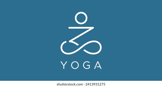 a graphic image with a yoga theme, on a blue background. graphic vector base.