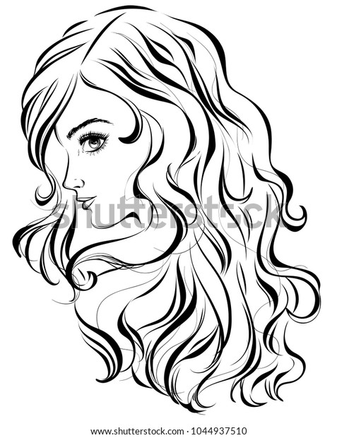 Graphic Image Young Pretty Girl Long Stock Vector Royalty Free