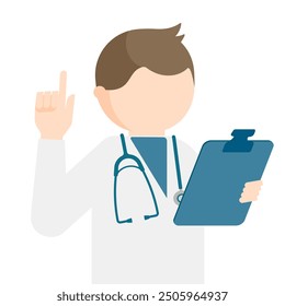 Graphic images of doctors in various poses in flat design.