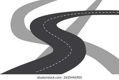 Graphic images of roads, traffic and movement on the road, straight and curved road lines.