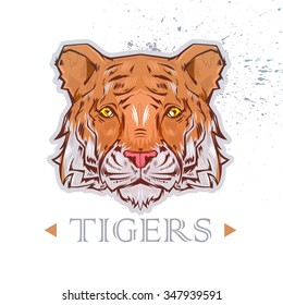 Graphic images of the tiger. Beautiful portrait of a tiger. Tiger's face.