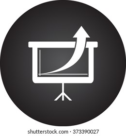 Graphic increase simple icon on colorful round background