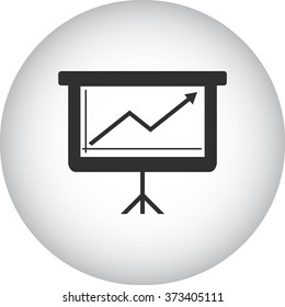 Graphic increase simple icon on colorful round background