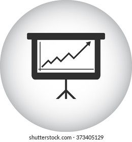 Graphic increase simple icon on colorful round background