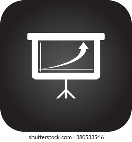 Graphic increase simple icon on colorful square background