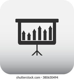 Graphic increase simple icon on grey square background