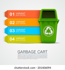 Graphic information Ecological trash, Color arrow numbers, Vector illustration