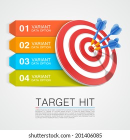 Graphic information target with darts. Vector illustration