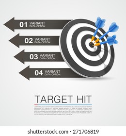 Graphic information target with darts. Vector illustration