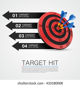 Graphic information target with darts. Vector illustration